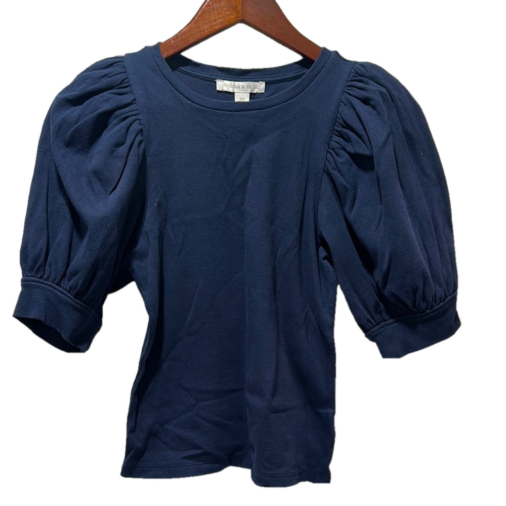 Chelsea&Violet Navy Puff Sleeve Top size  XS GUC